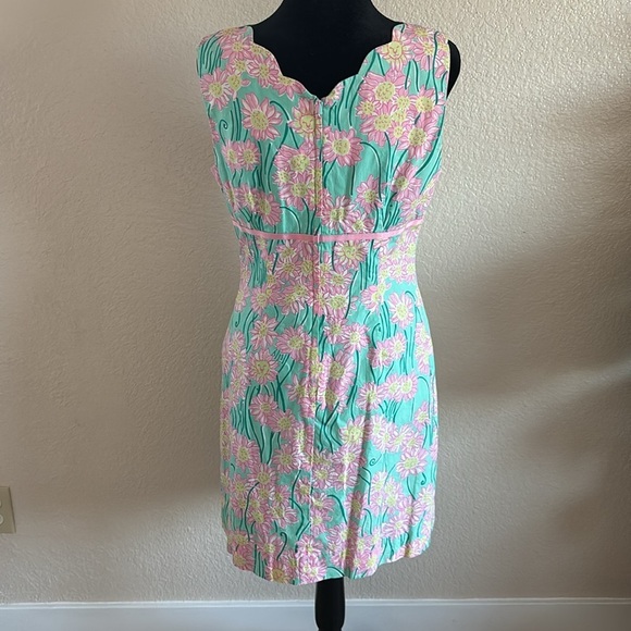 Vintage Y2K Lilly Pultizer Nadine Blue Grotto Scalloped Neck Day Dress 0054 - Picture 4 of 8